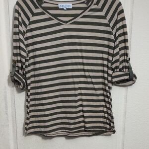 Women's Striped Top - Black and Tan
